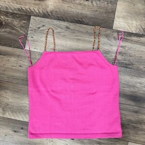 Lauren Ralph Lauren Y2K Hot Pink Beaded-Strap Tank Top